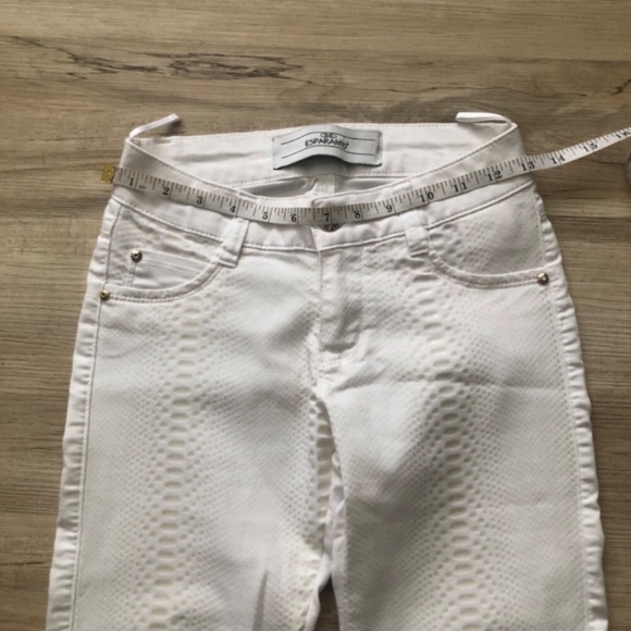 Snakeskin Front White Stretchy Skinny Jeans with Gold Details - Picture 4 of 10